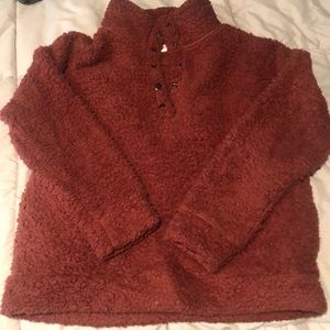Fuzzy Button Up Sweatshirt